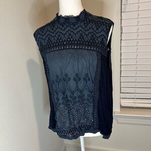 Navy blue boho blouse